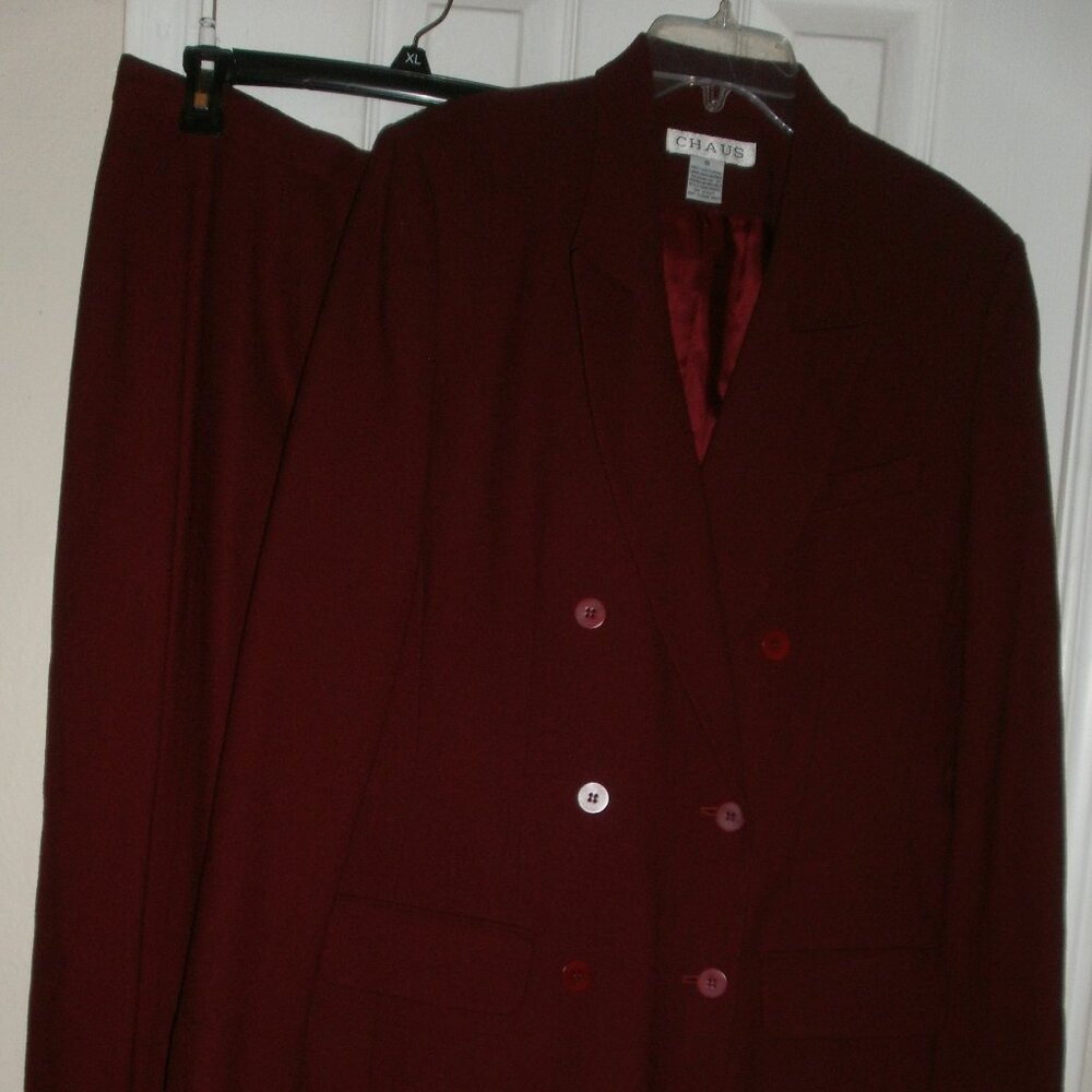 Vintage Chaus 100% Wool Double breasted Blazer & Skirt set